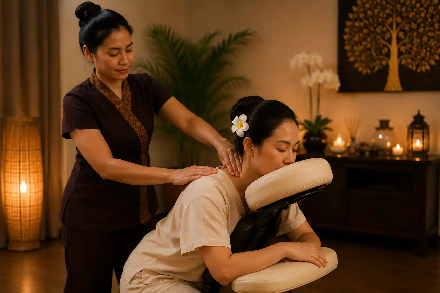 Head neck and shoulder massage